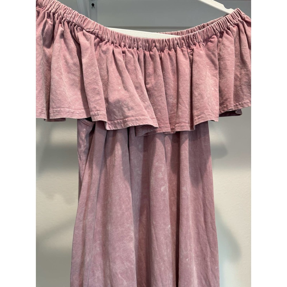 Umgee Off the Shoulder Dress Acid Wash Size Medium Pink